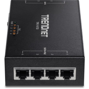 TRENDnet TPE-147GI Gigabit PoE+ Injector, Up to 30W power, 4 Gigabit ports and Gigabit PoE ports 